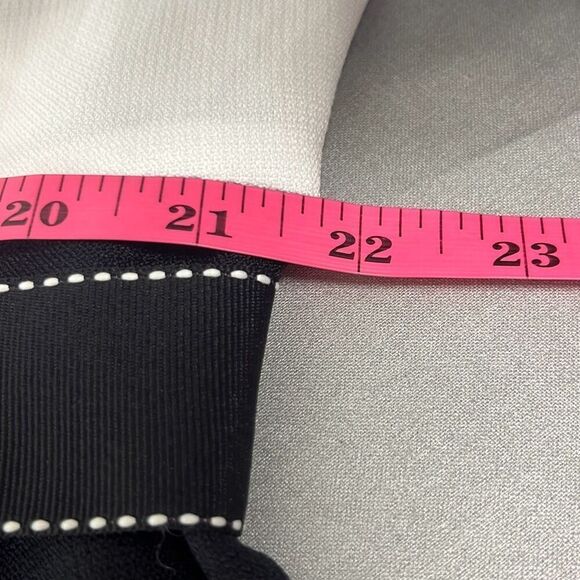 Studio I 18W Midi Sheath Dress Black Ivory Colorblock Square Neck Tie Waist Work - Picture 10 of 12